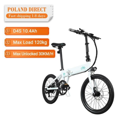 FIIDO D4S Folding Electric Bike – 10.4Ah 36V / 250W | 20″ Commuter E-Bike with Throttle & Disc Brakes